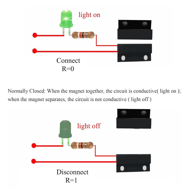 AOAUTO Home Security Wired Rolling Door Contact Magnetic Reed Switch Alarm Sensor Magnetic Switch,NC - Image 2